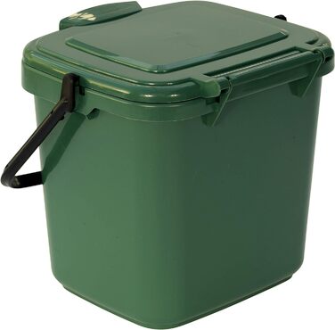 Повністю зелений кухонний компостний контейнер з інструкціями з компостування пластиковий, 7 літрів, зелений