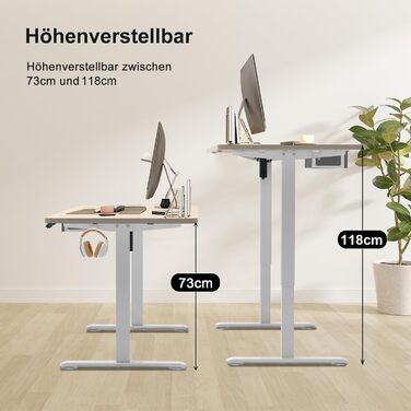 Регульований стіл Homall 100x60 см з USB-роз'ємом, комп'ютерний стіл для дому та офісу, ергономічний, бежевий