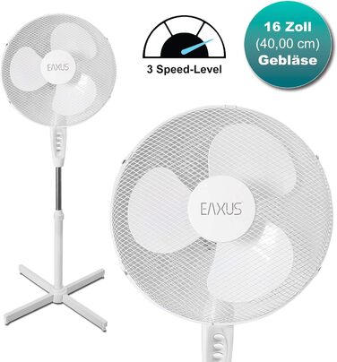 Безшумний вентилятор Eaxus Silent Pedestal Fan 40W - безшумний вентилятор з 3 режимами швидкості, регулюється по висоті до 1,25 метра, білий