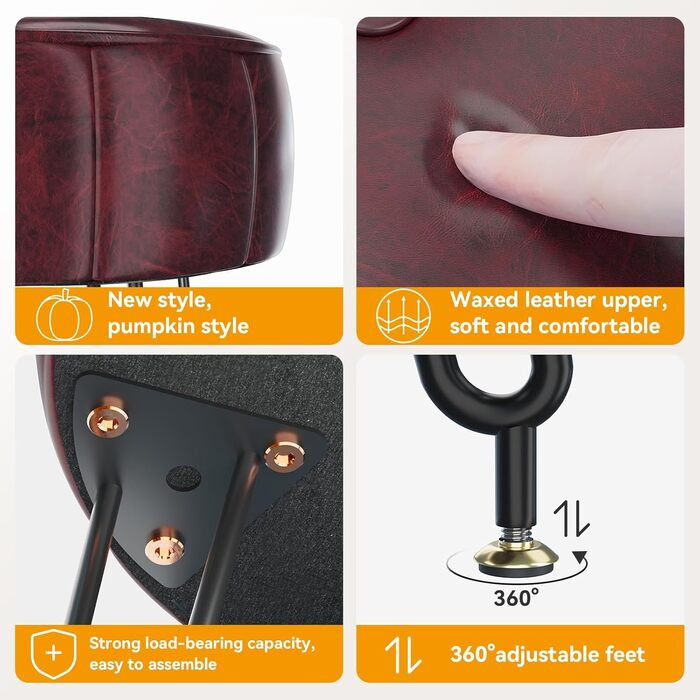 Пуф-стілець для макіяжу YMYNY, стильний пуф у вигляді гарбуза, багатофункціональний пуф для вітальні та спальні, 32 x 32 x 44 см (Коричневий)