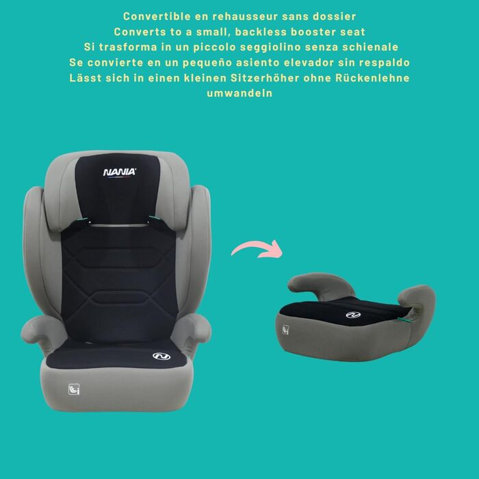 Автокрісло дитяче NANIA Bogota 2 Isofix, 100-150 см, група 2/3 (4-12 років), з бічним захистом та регульованою підголівником