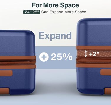 Набір дорожніх валіз Hartschale з полікарбонату (3 шт), розширюваний тролей з колесами та TSA замком, класичний синій