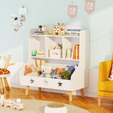 Дитяча полиця для іграшок та книг Garden 4 you, полиця для дитячої кімнати з 3 відкритими секціями, 60x30x63 см (білий)