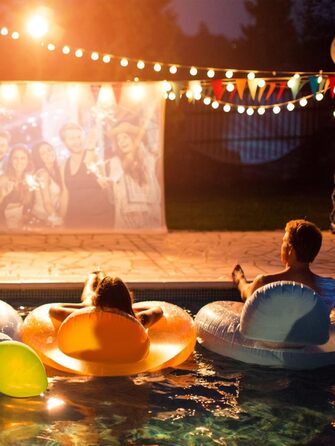 LED гірлянда 15м для дому та саду з цоколем E27, IP65, 2700K, тепле світло