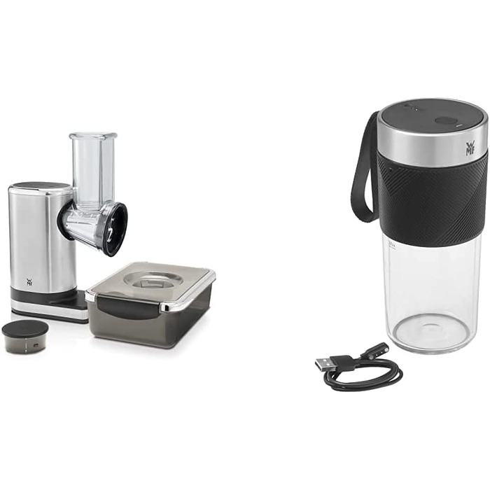 Електричний слайсер для овочів WMF Küchenminis Salat to go - 5 насадок, з контейнером для салату