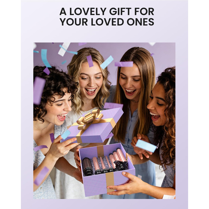 Набір для завивки волосся BESTOPE PRO 5-в-1 з LED-дисплеєм: 3 насадки, регулювання температури, швидкий нагрів, рукавичка, кліпси, рожеве золото