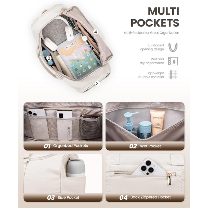 Спортивна сумка LOVEVOOK: дорожня, для вихідних, з відділенням для взуття та мокрих речей, водонепроникна, для пляжу, сауни, ручної поклажі, зелена (M, світло-блакитний)