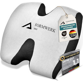 Ортопедична подушка для сидіння - Преміум ергономічна подушка для офісу та авто з 3D-піною Memory, сертифікат OEKO-TEX-100 (60-100 кг), сіра