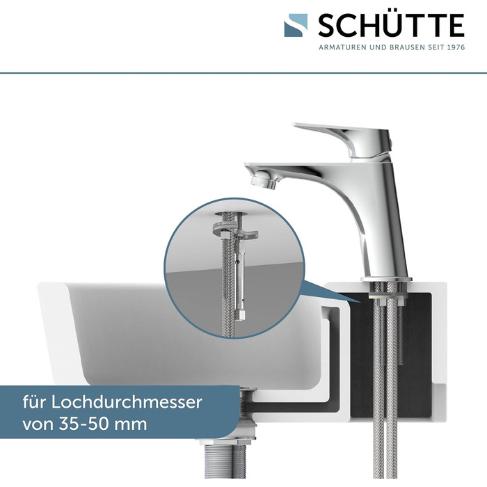 Змішувач для ванної кімнати Schütte Boston, хром, одноlever, з набором для зливу, для умивальника | Schütte