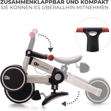 Триколісний велосипед Kinderkraft 4TRIKE 3в1: біговел, самокат, з сидінням, сірий, від 12 міс. до 5 років