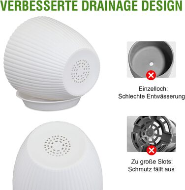 Набір горщиків для квітів Blumentopf (8 шт.) з підставками, різні розміри (10-19 см), пластик, білий. Ідеально для дому та балкона.