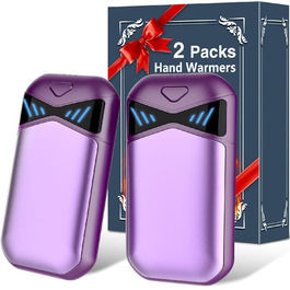 Електричні грілки для рук DDKJ 2 шт., 7000mAh, з магнітом, 3 режими нагріву до 55°C, для дітей, чоловіків, жінок, фіолетові