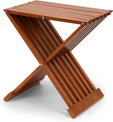 Складаний табурет для сауни та душу WILLOWYBE – водовідштовхувальна бамбукова лавка, багатоцільовий стілець для ванної кімнати та парильні (Темно-коричневий)