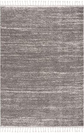 Килим у вітальню з високим ворсом - етно-стиль строкатий 80x250 см кремовий - килимове покриття з бахромою (70 x 230 см, сірий)