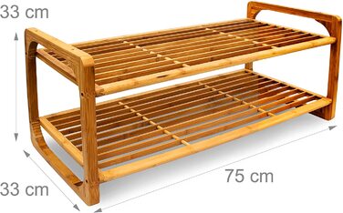 Двоярусна бамбукова полиця для взуття Relaxdays, 33x75x33 см, до 6 пар взуття