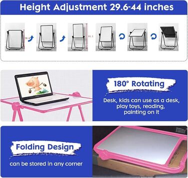 Дитяча мольберт Kinder Staffelei: двостороння дошка для малювання з крейдою та білою дошкою, регульована висота, з аксесуарами, чорний