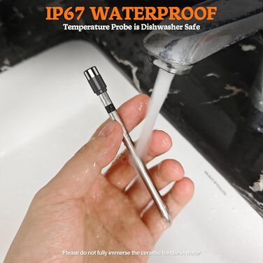 Бездротовий набір термометрів для м'яса (4 шт.) з Bluetooth, водонепроникні (IP67), для приготування на грилі, в духовці, мангалі, ротатерії, фритюрниці