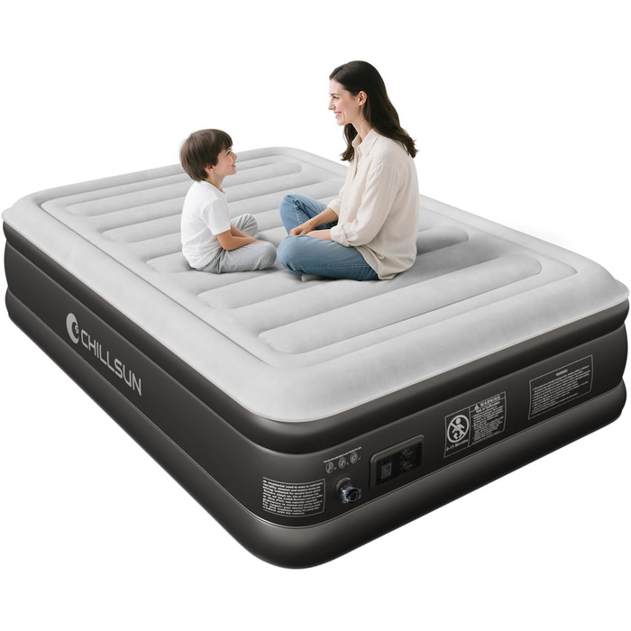 Надувна ліжко ChillSun з електричним насосом, King Size, для дому та кемпінгу, 203 x 152 см