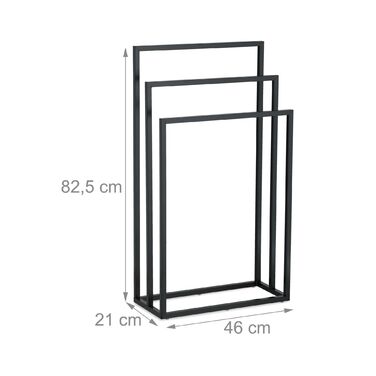 Підставка для рушників Relaxdays, чорна, з 3-ма перекладинами