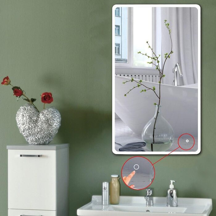 Дзеркало для ванної кімнати Kedia LED з підсвічуванням, 100x60 см та 120x70 см (білий)