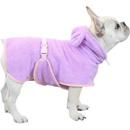 Халат для собак BT Bear, супер вбираючий, швидковисихаючий, пальто з мікрофібри, рушник з капюшоном для цуценят, маленьких і середніх собак (розмір M, фіолетовий) m фіолетовий