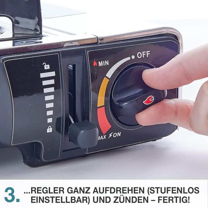 Газовий наметковий пальник TOM Edelstahl MSF-1A з нержавіючої сталі - 2200 Вт, Piezo-запалювання, для газових балонів, з кейсом