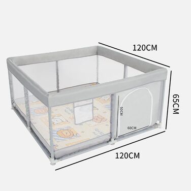 Дитячий манеж Gupamiga з ігровим килимком 120x120x65 см, дихаюча сітка, легке складання та очищення