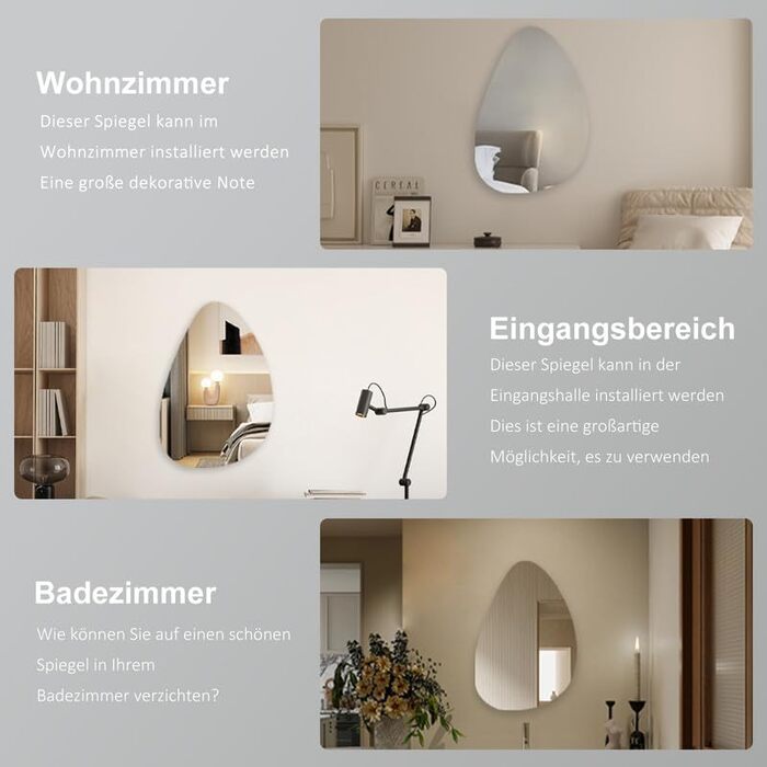 Дзеркало для ванної кімнати Spiegel Schwarz 40x60 см з металевим каркасом, прямокутне, для ванної, вітальні, спальні, гостьового туалету