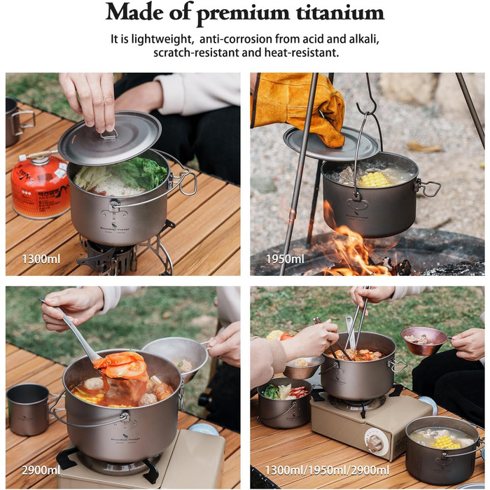 Набір посуду iBasingo Titan 2.9L для кемпінгу: каструля, миска, кухонне приладдя для 1-3 осіб (Ti2045C, Ti2056c)