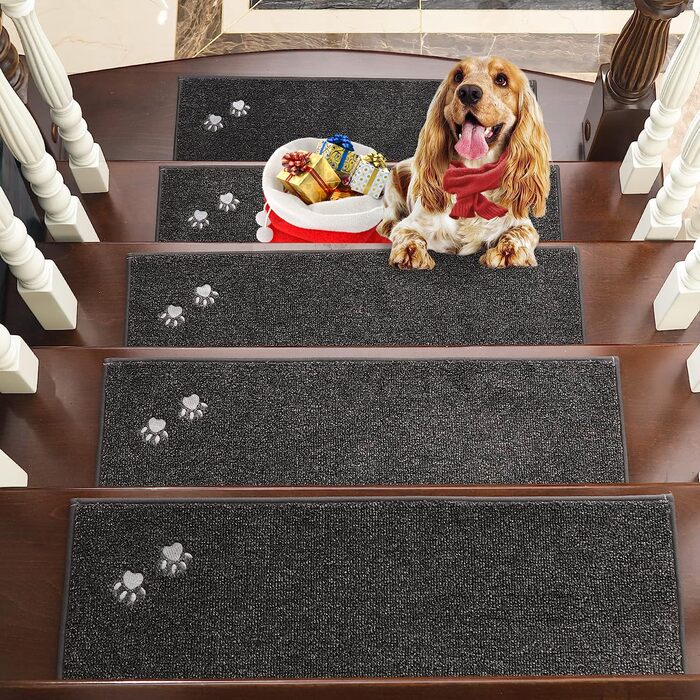 BEQHAUSE Килимки на сходи, 15 шт., антиковзаючі, 22x70 см, поліестер/TPE, для дітей та домашніх тварин