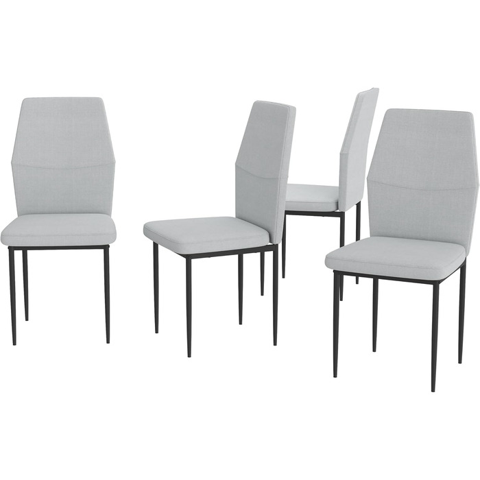 Стілець для їдальні GOLDFAN (4 шт.) з льоновим покриттям, сірий - сучасний кухонний, м'який стілець для вітальні з металевими ніжками