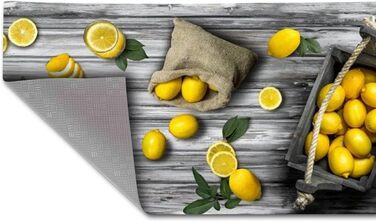 Нековзний водовідштовхувальний килимок, що миється 52X450 Якість зроблено в Італії Стійкий до плям ПВХ килимок для передпокою для внутрішнього та зовнішнього використання Цифровий друк Візерунок лимонного дерева