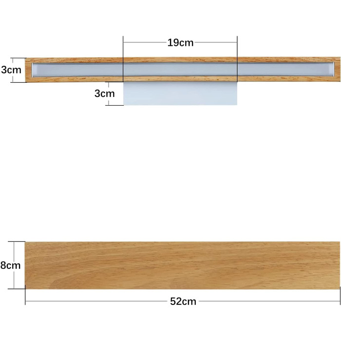 Настінний світильник ZMH LED Wood 16W - сучасний теплий білий для вітальні, спальні, передпокою (52см, 2 шт. )