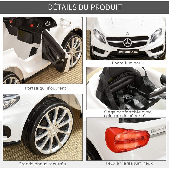 Дитячий електромобіль Mercedes-Benz GLA з пультом, MP3, USB, світлом і звуком, для дітей від 3 років, вантажність 30 кг