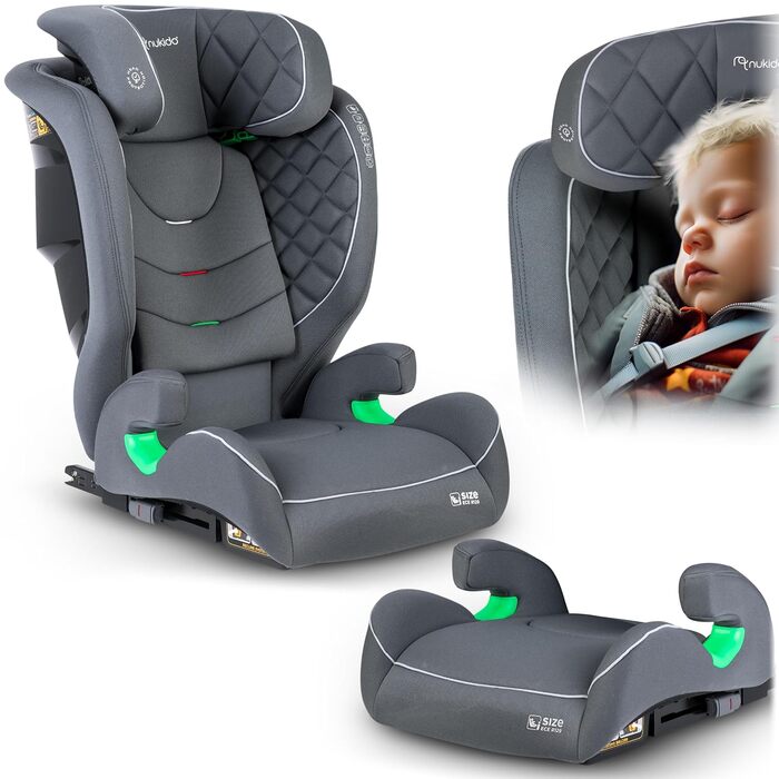 Автокрісло Nukido 15-36 кг для дітей 4-12 років, ISOFIX, регулювання підголівника та кута нахилу, сірого кольору