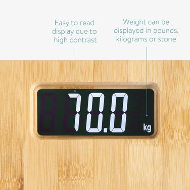 Цифрові бамбукові ваги для ванної кімнати Navaris - з РК-дисплеєм - 30 x 30 x 2,7 см - цифрові ваги для тіла - місткість 180 кг - ваги для ванної кімнати