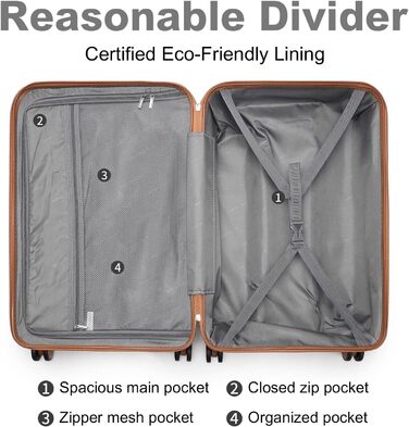 Набір валіз British Traveller: ручна валіза 54x36.5x21.5 см + косметичка 31x25x17 см, ABS+PC, кремовий