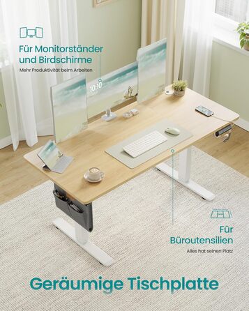 SONGMICS Стол письменний з регулюванням висоти, електричний, з пам'яттю 4 положень, vintage brown-matte black, LSD026X01