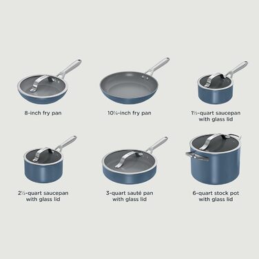 Набір посуду Ninja Ceramic Pro CW39011MM: 11 предметів, керамічне покриття, антипригарні каструлі та сковорідки з кришками, сумісний з індукцією, для всіх типів плит, PTFE-free, Blue Macaron