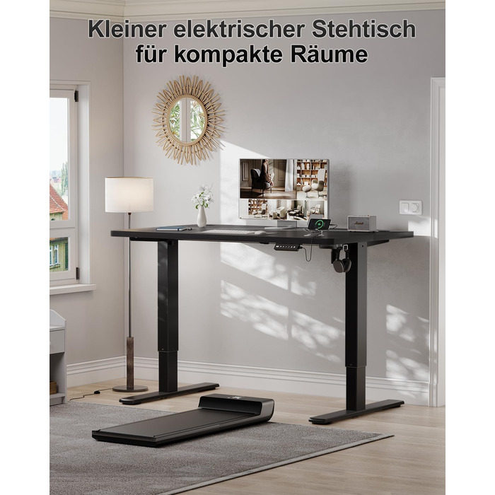 Електричний дитячий стіл Airfish, 80x60 см, регулювання висоти, пам'ять, для дому/офісу, стоячи/сидячи (чорний)