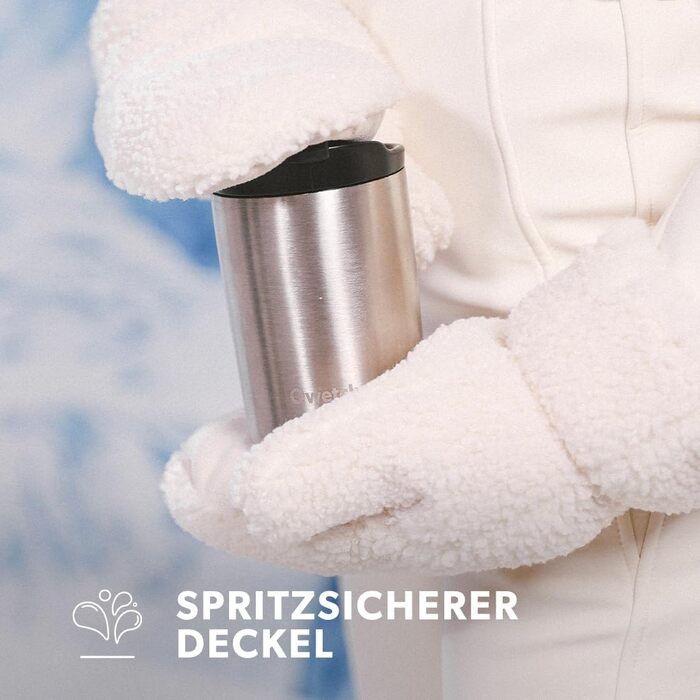 Термокружка QWETCH 240 мл, нержавіюча сталь, чорна - для кави та чаю, зберігає тепло 6 год, холод 12 год, BPA-free, без витоку, багаторазова