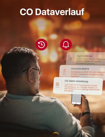 Датчик диму та монооксиду вуглецю X-Sense SC07-WX з Wi-Fi, з змінною батареєю, сумісний з додатком X-Sense Home Security, 1 шт. (набір 2 шт.)