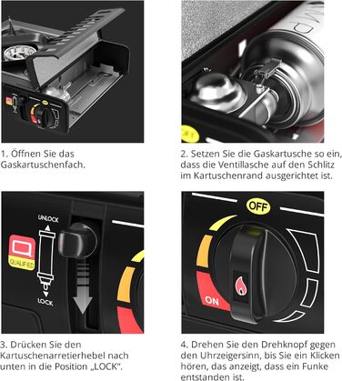 Газовий намет 1-flammig з Piezozündung, туристичний газовий балончик MSF-1a 227 g, туристичний намет з кейсом - ідеально для відпочинку на природі (1-flammiger газовий балончик + 4 газових картриджів)