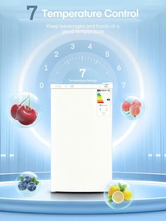 Компактний холодильник FOHERE на 90л з морозильною камерою, регулюванням температури (7 рівнів) та відділенням для овочів, білий