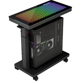 Підставка для комп'ютера EUREKA ERGONOMIC з регулюванням висоти, ATX корпус, тримач CPU, органайзер під стіл, з LED підсвіткою