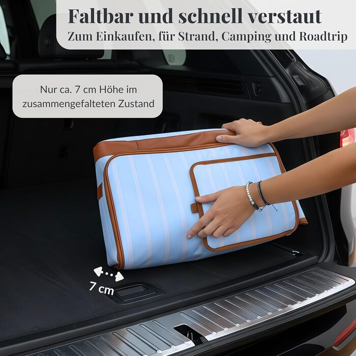 Термосумка-холодильник велика 45л XXL блакитна для пікніка, пляжу, авто, кемпінгу. Ізотермічна сумка-холодильник, складана, ретро