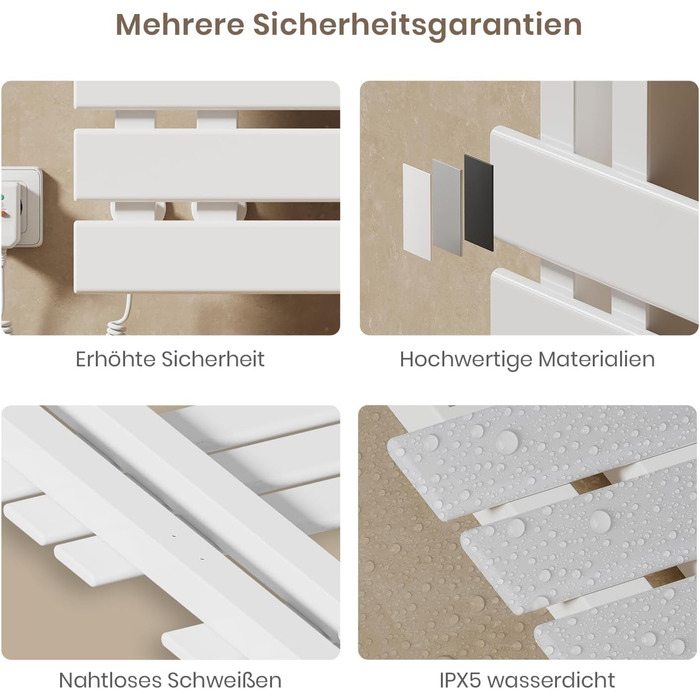 Електричний рушникосушар EMKE з Wi-Fi, 1000x500 мм, 320W, чорний (правий)