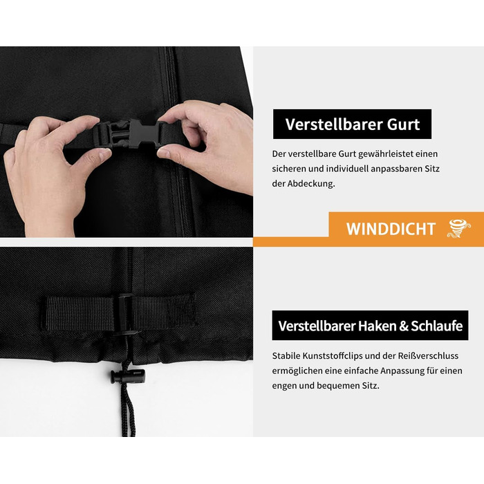 Чохол для парасольки/маркетки Dokon, діаметр до 400 см, водонепроникний, зимовий, UV-стійкий, чорний