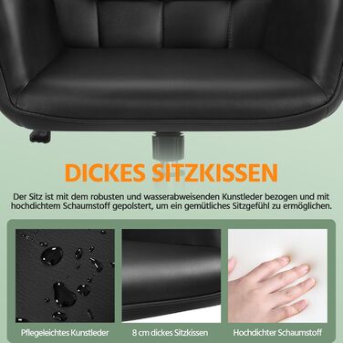 Крісло офісне Yaheetech ергономічне, з регулюванням висоти, з підлокітниками, на коліщатках, до 136 кг, біле (чорне)