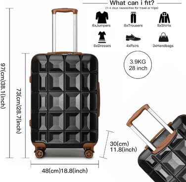Набір валіз KONO 2 в 1: велика валіза 72 см + косметичка (білий, чорний/коричневий)